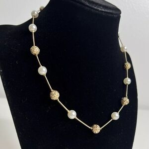 Swarovski Pave and Pearl Gold Strand Necklace